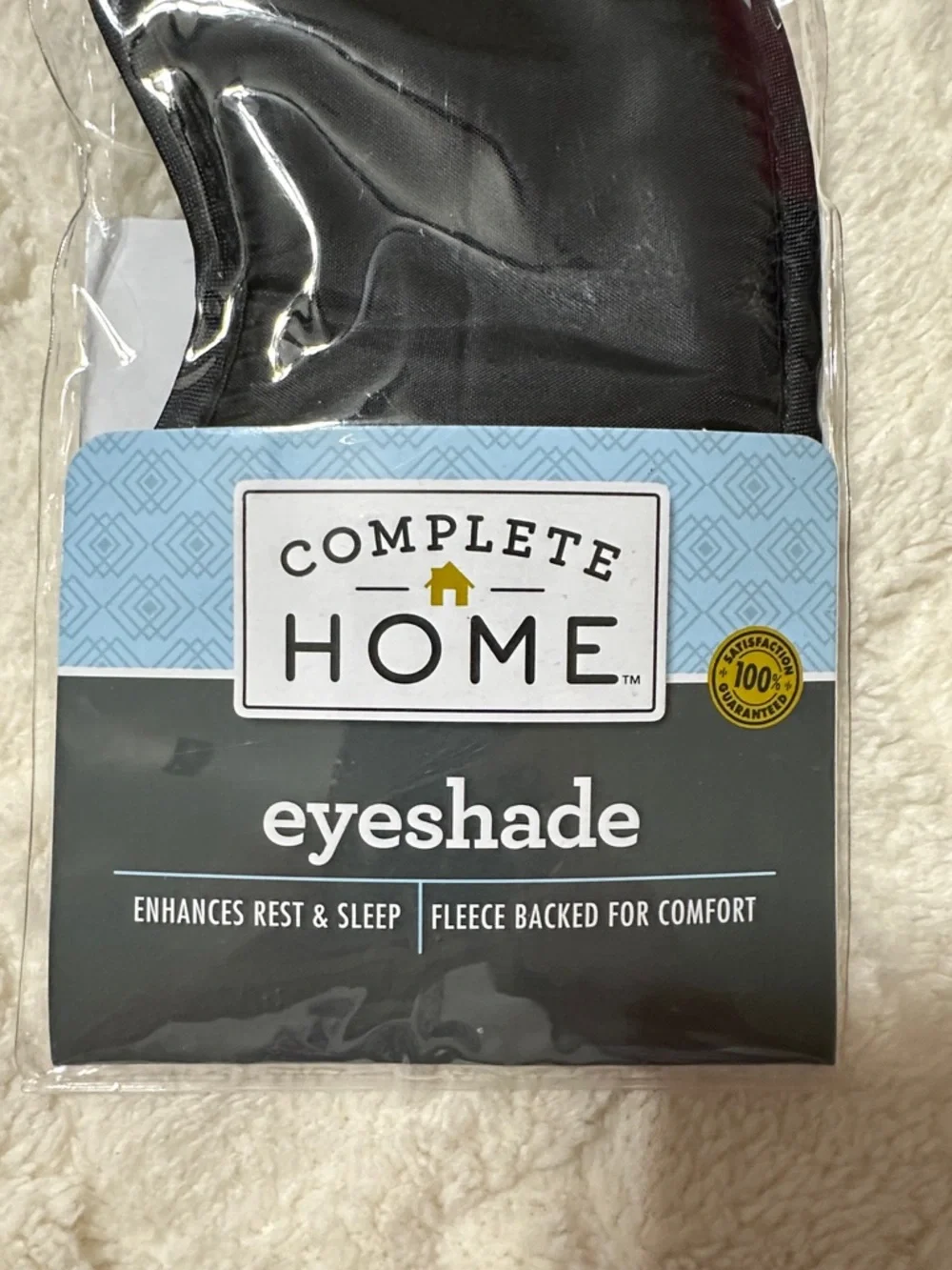Complete HOME Black Rest Sleep Fleece Backed Eyeshade Eye mask